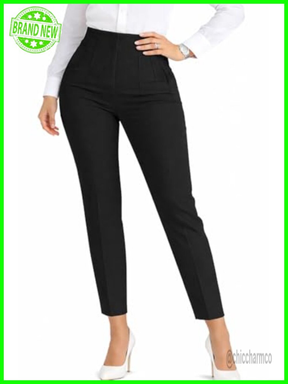 High Waisted Pleated Straight Leg Dress Pants Business Casual Trousers